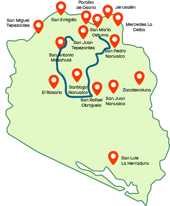 Mapa de la Ruta 2 Café Naturaleza y Vida Nonualca