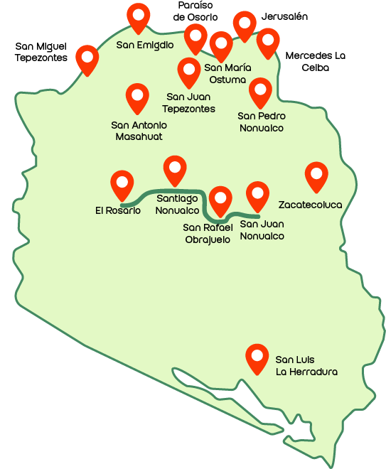Mapa de la Ruta 4 Cultura Viva y Sabores Nonualcos